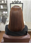 小顔レイヤー/美髪ストレート/伸ばしかけ/髪質改善/大人ブラウン
