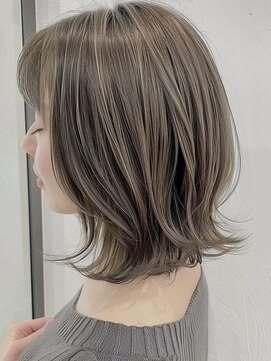 ネックス 表参道本店(nex) デザインカラーレイヤーカットウェットヘアオリーブベージュ白髪