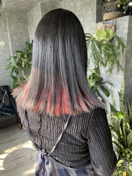 ミディアム/インナーカラー/赤みカラー