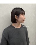 ミニボブ/ぱつっとボブ/暗髪カラー/縮毛矯正