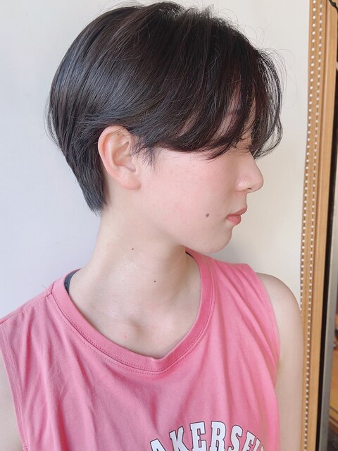 【morio原宿】前髪なしショート　韓国風ショート　前髪パーマ