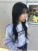 オリーブグレージュ透明感立体感×無造作ウェーブロングレイヤー