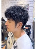 刈り上げセンターパートフェザーパーマサーフカールn