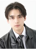 マッシュセンターパートツーブロックフェザーパーマニュアンス