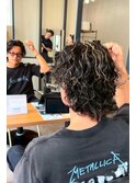 メンズボブロングロン毛パーマメンズヘアメンズパーマ