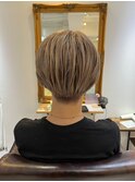 ハイトーンメンズカットミルクティーベージュブリーチ