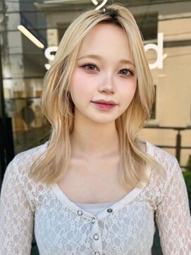 サンドレオ 新宿店(sand Leo) ミディアムレイヤーカット/レイヤー/顔周り/韓国/髪質改善/新宿