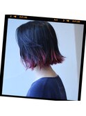 水原希子風ボブ＆インナーカラーグラデ レッドヴァイオレット