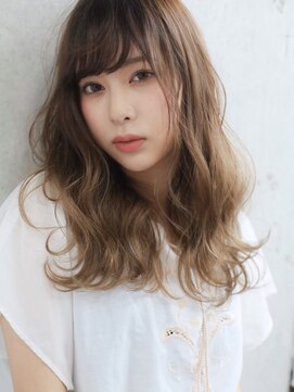 ルノン(LUNON) 外ハネミックス巻き×ホワイトベージュ