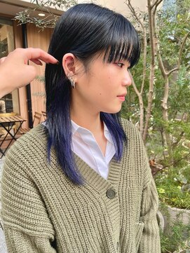 ゼストソエル(ZEST soell) ブルーブラック  ネイビー ウルフカット フルバング 立川