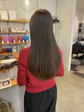 シェル 津山の手店(shel) 20代30代40代艶感ふんわりオリーブブラウンストレートロング