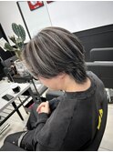 メンズハイライトセンターパートホワイトカラーパートウルフ