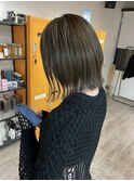 ぱつっとボブ ブリーチなしカラー 透明感カラー 長崎浜の町