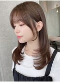 韓国レイヤーカット/ヨシンモリフェイスレイヤー/艶髪カラー