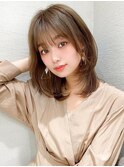 デジタルパーマ前髪パーマ韓国くびれミディアムチェリーブラウン