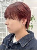 韓国メンズアッシュグレージュカラーシースルーマッシュシルバー