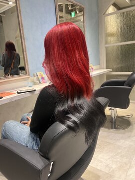 アソビセカンド 原宿(ASOBI 2nd) ダブルカラー/黒髪/ボブルフ/ネビージュ/原宿/前髪/赤髪