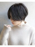 大人可愛い20代30代40代黒髪前下がりショートボブ丸みショート◎
