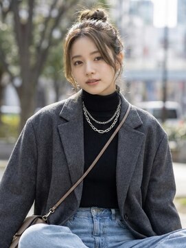 #お団子ヘア #ナチュラルブラウン #透明感カラー