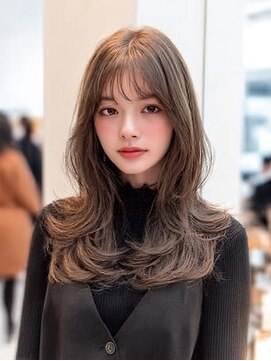 ダル 渋谷/表参道(DAL.) 顔周りカットハッシュカットダークブラウンワンホンレイヤー韓国