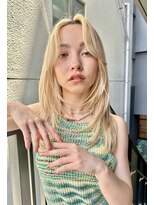 ヒビヲ 天神警固(HIBIO) レイヤーカットケアブリーチダブルカラーミルクティーベージュ