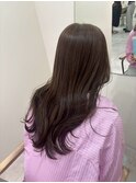 レイヤーカット　ラズベリーレッド　ロングヘア　髪質改善