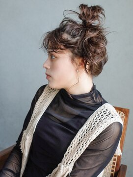 アルバム 銀座(ALBUM GINZA) おだんごアレンジ_グレージュカラーボブウルフ_59225