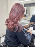 顔周りカット ケアブリーチ シアーピンク 透明感カラー 艶感