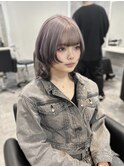 【韓国風】20代、30代◎ハイトーン紫裾カラー黒ウルフヘア
