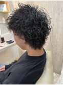 メンズ波巻きスパイラルパーマ×ウルフ/新潟/新津駅/新津