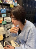レイヤーボブパープルブラウン大人可愛い小顔カット10代20代