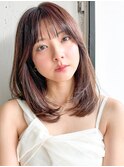 ◎ミニウルフホワイトグレージュデジタルパーマチェリーブラウン