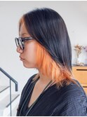 明るめオレンジのインナーカラー