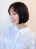 丸みショートボブ/アッシュ/黒髪/小顔ブリーチなし春カラーp大宮