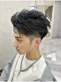 スパイキーショートツーブロックフェードツイストパーマ