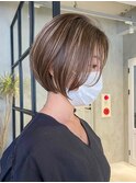 ショートカットショートボブダブルカラーケアブリーチハイライト