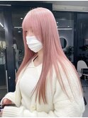ダブルカラーピンクベージュベージュカラーケアブリーチレイヤー