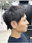 men's/アップバング/ツーブロックマッシュ/束感ショート/波巻き