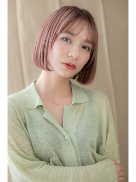 カバーヘア ブリス 志木南口駅前店(COVER HAIR bliss) チェリーレッド前下がり切りっぱなし小顔ボブ311W志木20代30代