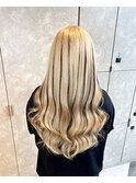 プルエクステ心斎橋黒メッシュロングヘアー抜きっぱなし