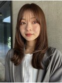 小顔に見せるヘア/オリーブグレー/ココアベージュ/レイヤー