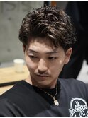 MEN'S/アップバングショート×ワンカールパーマ/フェード
