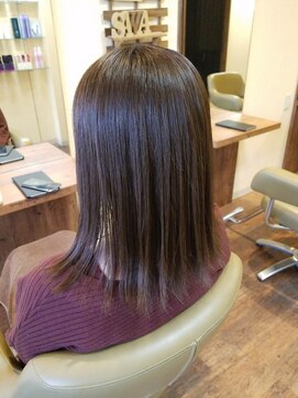 ヘアーアンドメイク サワ 天神店(Sawa) 切りっぱなしボブスタイル