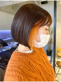 インナーカラー/ビタミンカラー/メルティカラー/前下がりボブ