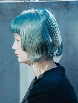 ウェル 高崎上大類店(well) ハイトーンブリーチカラーグリーンボブ[高崎/高崎駅]