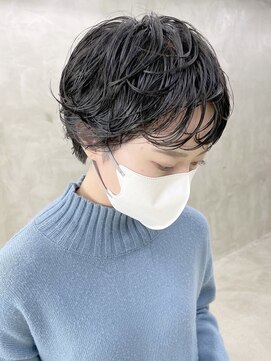 ソーコ 渋谷(SOCO) 大人かわいい黒髪パーママッシュショートパーマボブ黒髪ショート