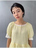 刈り上げショートボブウルフレイヤーブルーブラック黒髪眉毛韓国