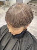 くびれショートボブ40代50代グレイカラー白髪染め白髪ぼかし