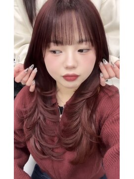 バサ 池袋東口店(BASSA) レイヤーカット×チェリーレッド