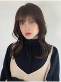 韓国巻き大人かわいいくびれロングダークラベンダーグレージュ